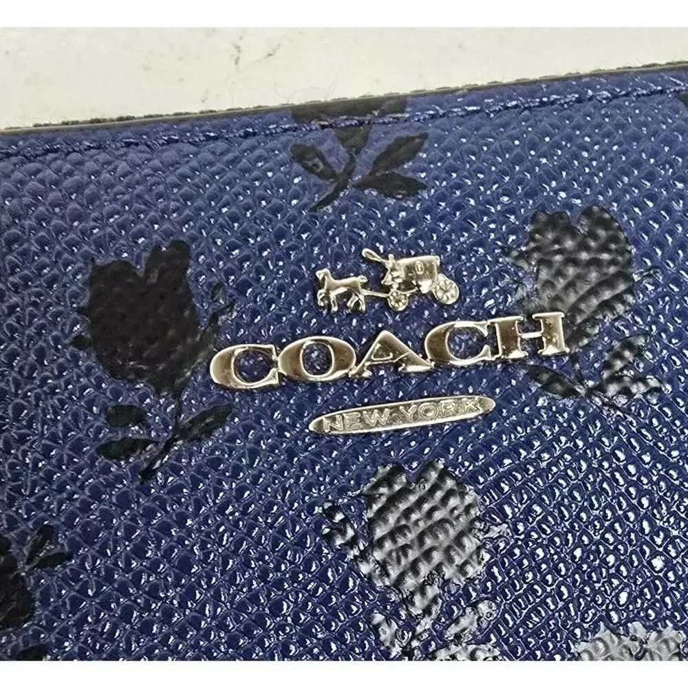 Coach Coated Canvas Accordion Zip Badlands Flower Floral Print Wallet